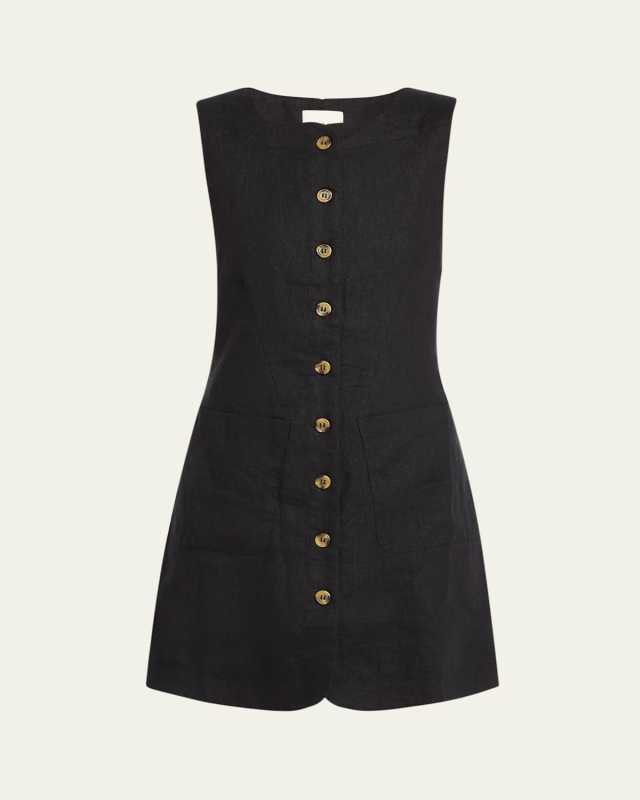 Emma Sleeveless Button-Front Linen Mini Dress